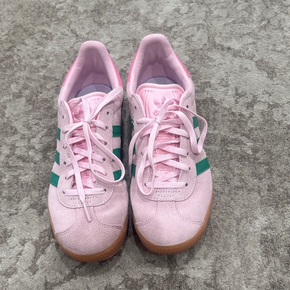 adidas Shoes - adidas Pink and Green Suede Athletic Shoes with Gum Sole